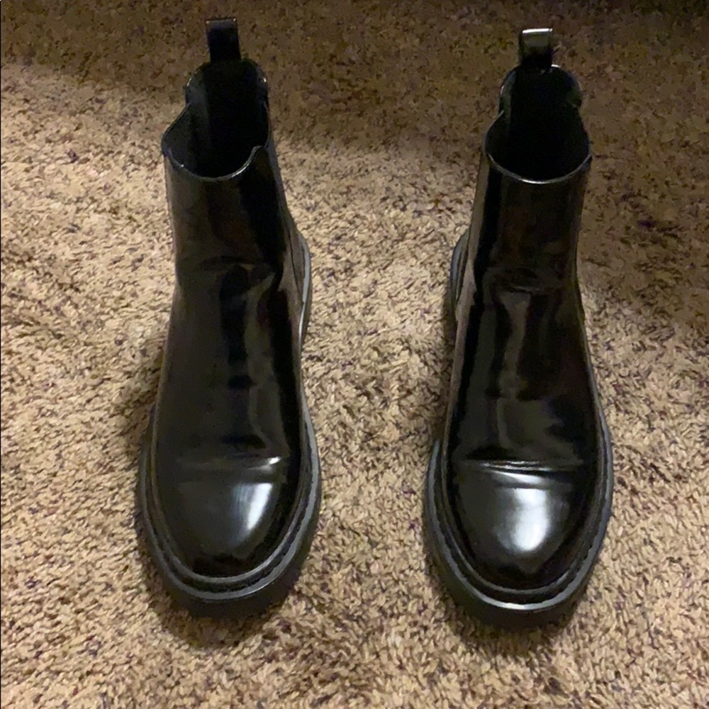 Black Forever 21 Faux Patent Leather Boots